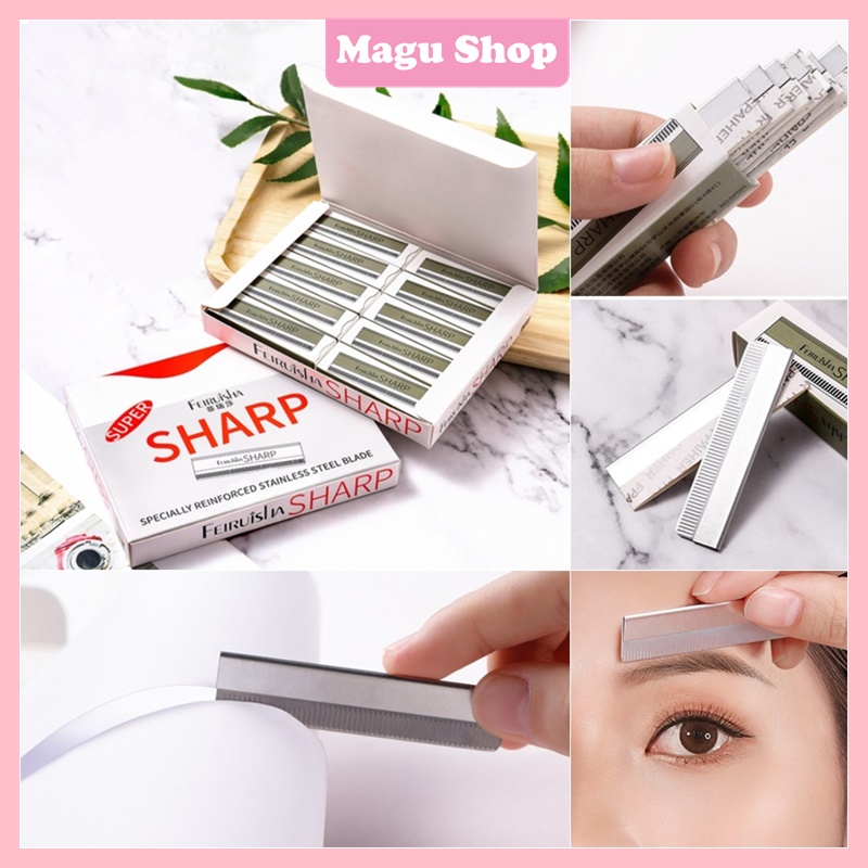 Dao cạo lông mày Shap 1 hộp 10 chiếc bằng thép không gì siêu sắc mã DP005