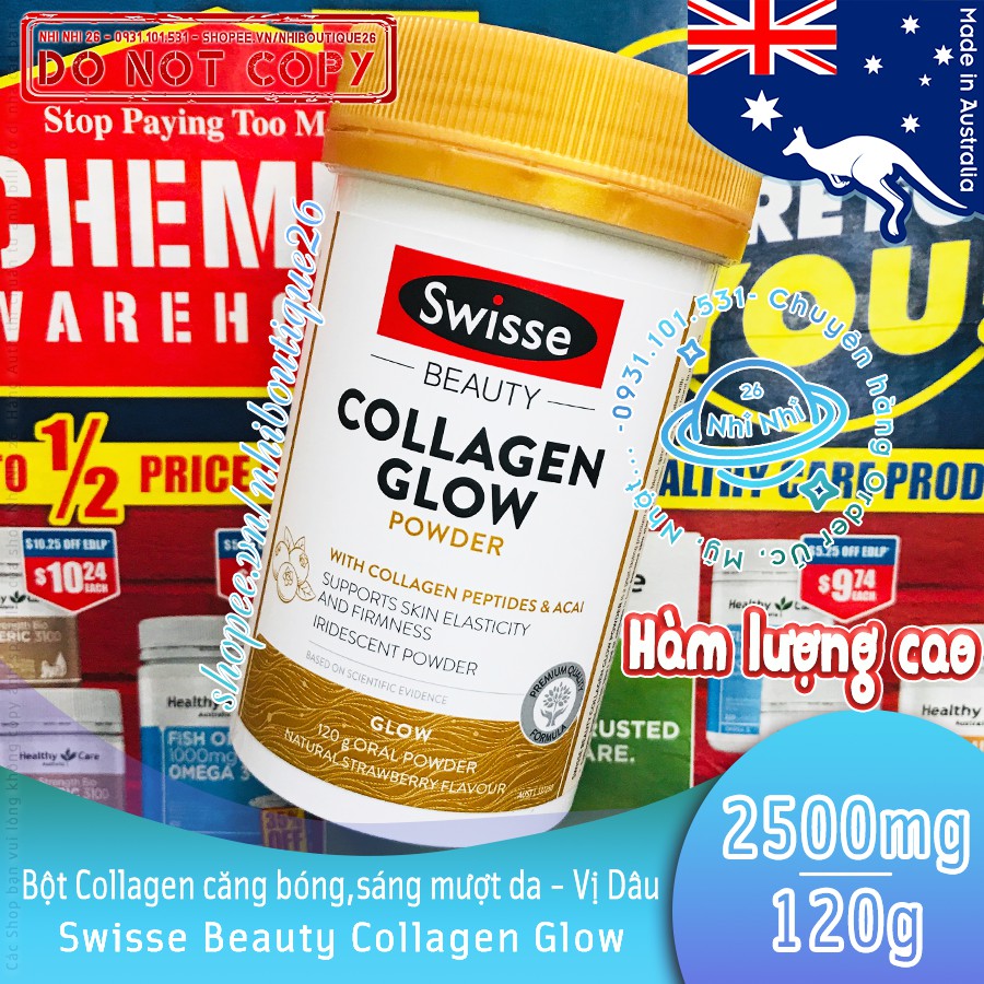 🎈CÓ BILL ÚC🎈 Swisse Beauty Collagen Glow - Collagen căng bóng da 60 viên / 120 viên / 120g 🎈 Chuẩn Chemist Warehouse 🎈 | BigBuy360 - bigbuy360.vn
