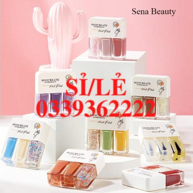 [ CHÍNH HÃNG ] Set 3 chai sơn móng tay Maycreate Nail Polish 4g*3 Senabeauty  HAIANHSHOP