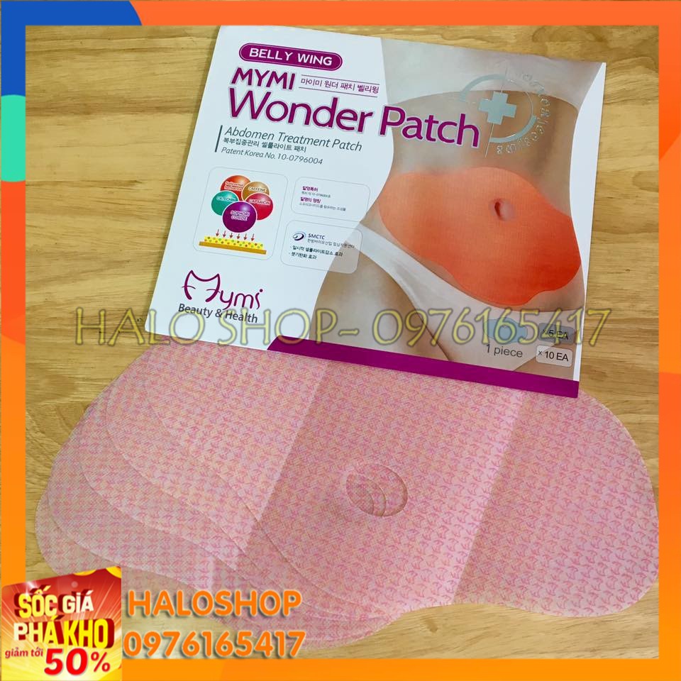 Miếng dán tan mỡ bụng Mymi Wonder Patch - hộp 5 miếng