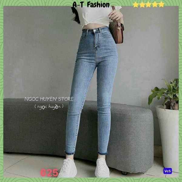 Quần jean nữ lưng cao co giãn không túi ❤️A-T Fashion❤️ Quần bò cạp cao bigsize skinny jeans tôn dáng - QJNU625