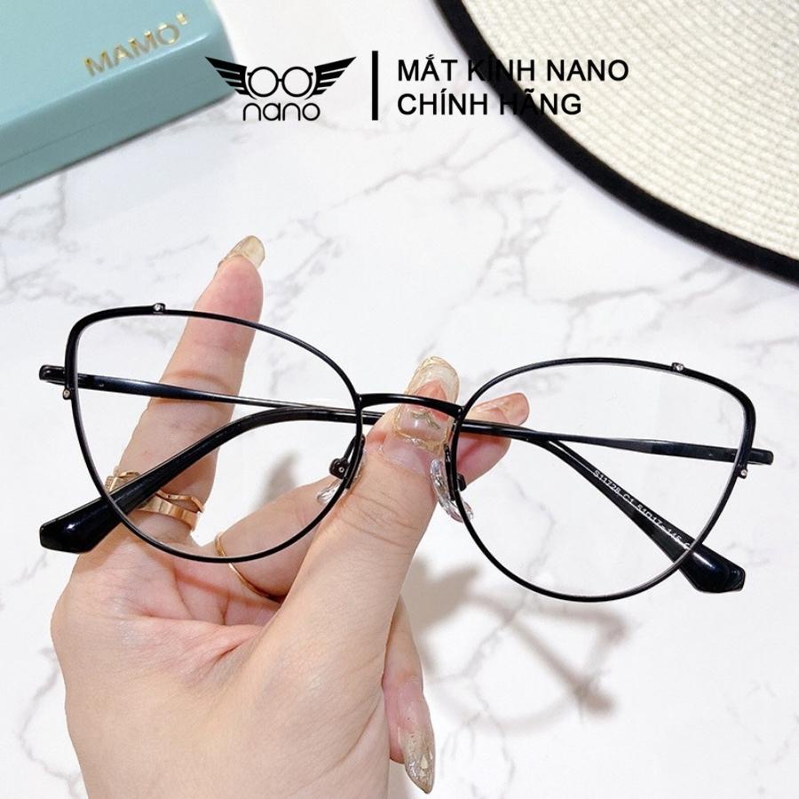 Gọng kính cận nữ, gọng kính mắt mèo kim loại NANO 11728 thời trang Hàn Quốc chống tia UV chống trầy xước
