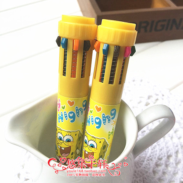 Spot Sáng tạo Văn phòng phẩm Sinh viên Phim hoạt hình Đầy màu sắc dễ thương Sponge KT Mèo Sáng tạo Giá cả phải chăng Mười màu bút nguyên tử