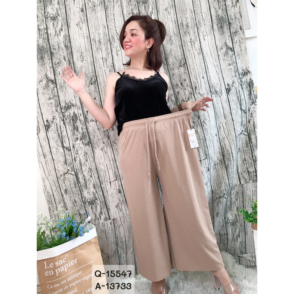 SALE Quần culottes BIGSIZE ống suông lưng thun 15547