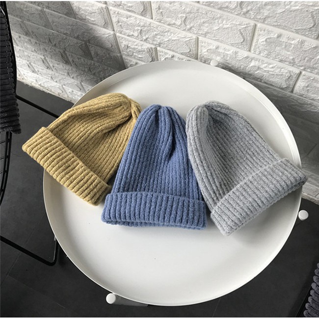 Mũ dệt kim màu trơn ấm áp thời trang thu đông Hàn Quốc trẻ trung dành cho cặp đôi