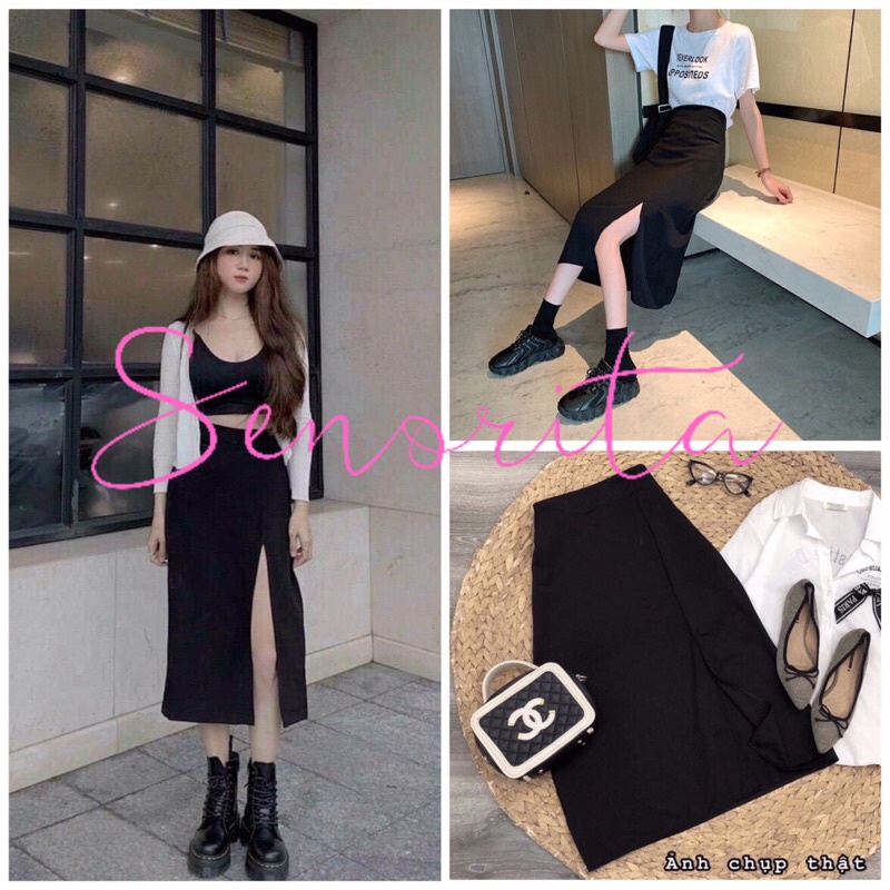 Chân Váy Dài Xẻ Tà Cá Tính, Váy Chữ A Dáng Công Sở - CV808