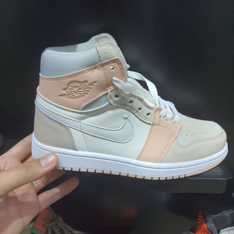 [Ảnh thật] giầy thể thao Jordan 1 kem cam cổ cao thời trang nam nữ