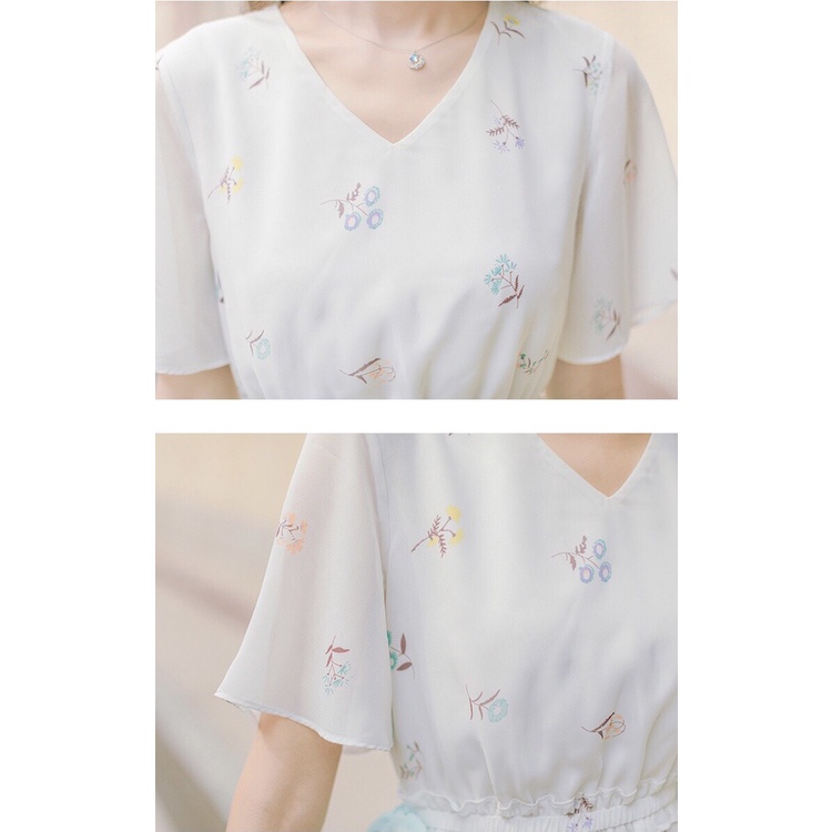 Váy Voan Hoa Ngắn Tay Mùa Hè 💥 Mẫu Mới 2021 💥 Kèm Dây Thắt Eo Nhẹ Nhàng, Ngọt Ngào. | BigBuy360 - bigbuy360.vn