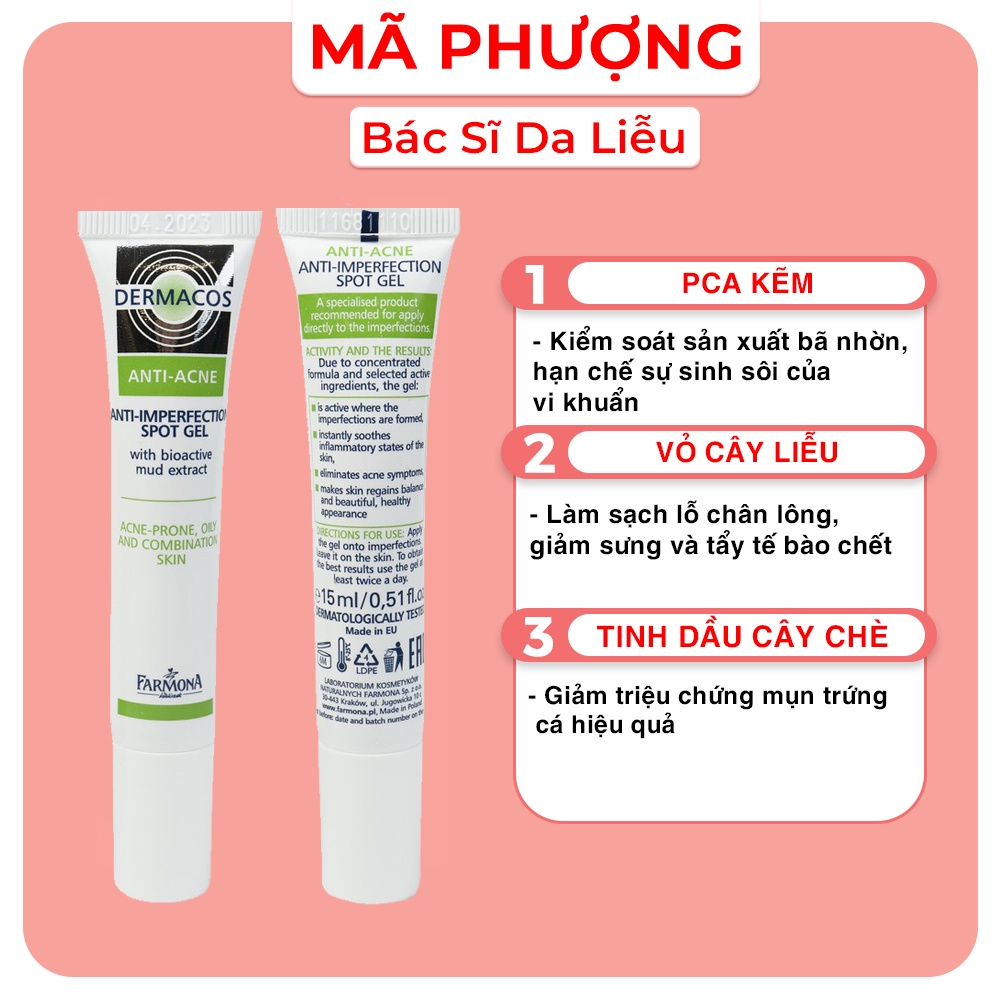 Gel CHẤM MỤN DERMACOS anti acne Spot gel