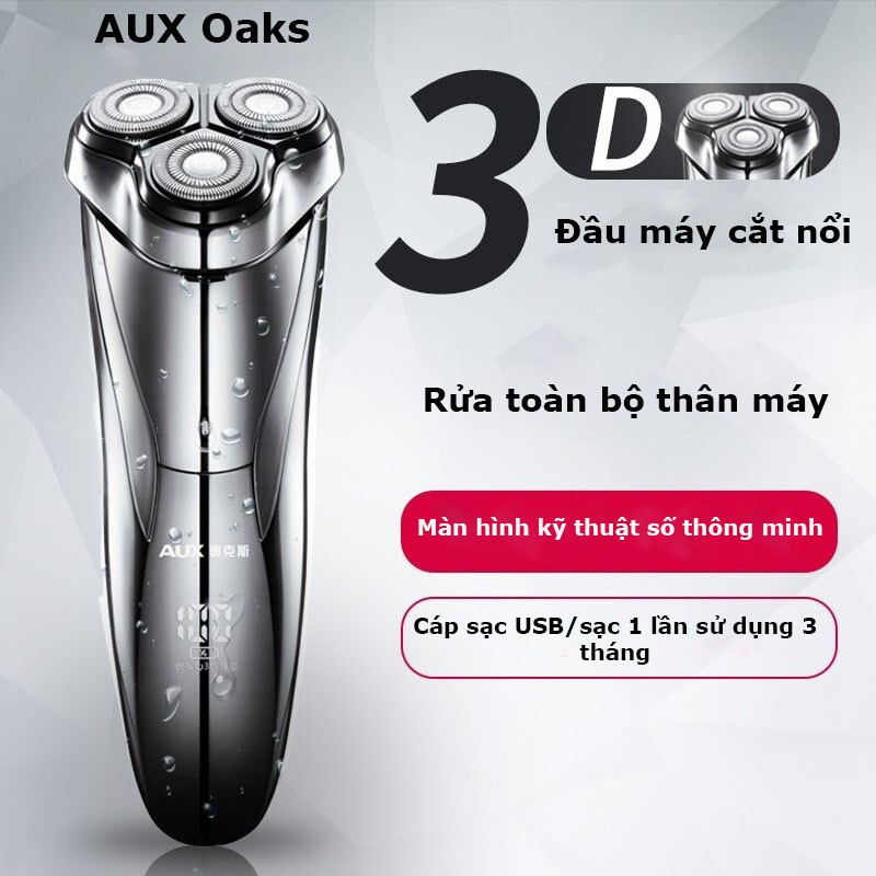 Máy cạo râu AUX-AS381 máy cạo râu điện thông minh chính hãng cạo sạch lướt nhẹ dung lượng pin lớn