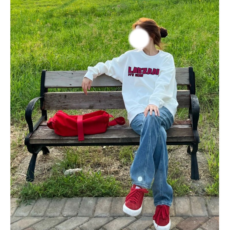 Áo sweater SELVZE cổ tròn phong cách đường phố Mỹ thời trang dành cho nữ