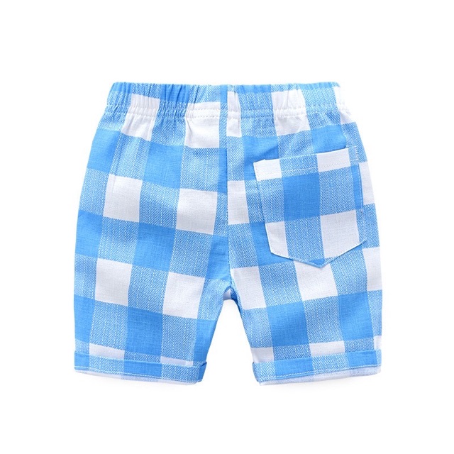 Quần short bé trai WELLKIDS quần đùi cho bé họa tiết caro hàng xuất Âu Mỹ