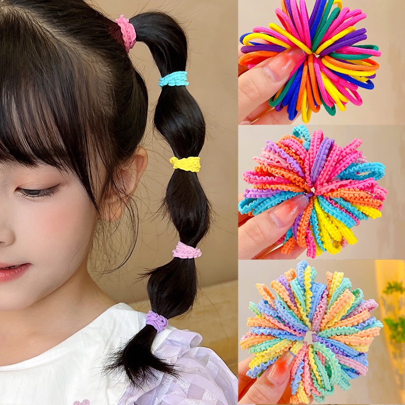 Dây Buộc Tóc Cao Su Co Giãn Màu Kẹo Dễ Thương Cho Bé Gái