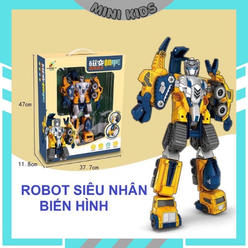 Robot biến hình siêu nhân transformer khổng lồ đồ chơi cho bé lắp ráp xe ô tô khủng long, quà tặng sinh nhật cho bé