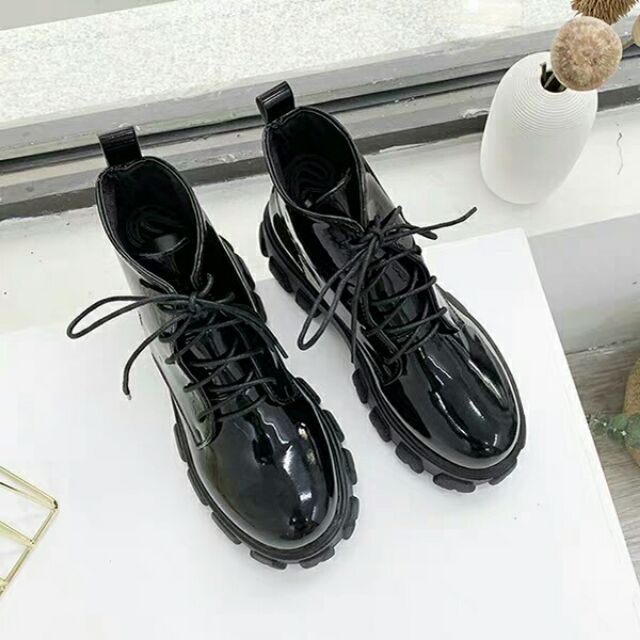 (sẵn size 39)Giày da ulzzang cổ cao đế cao