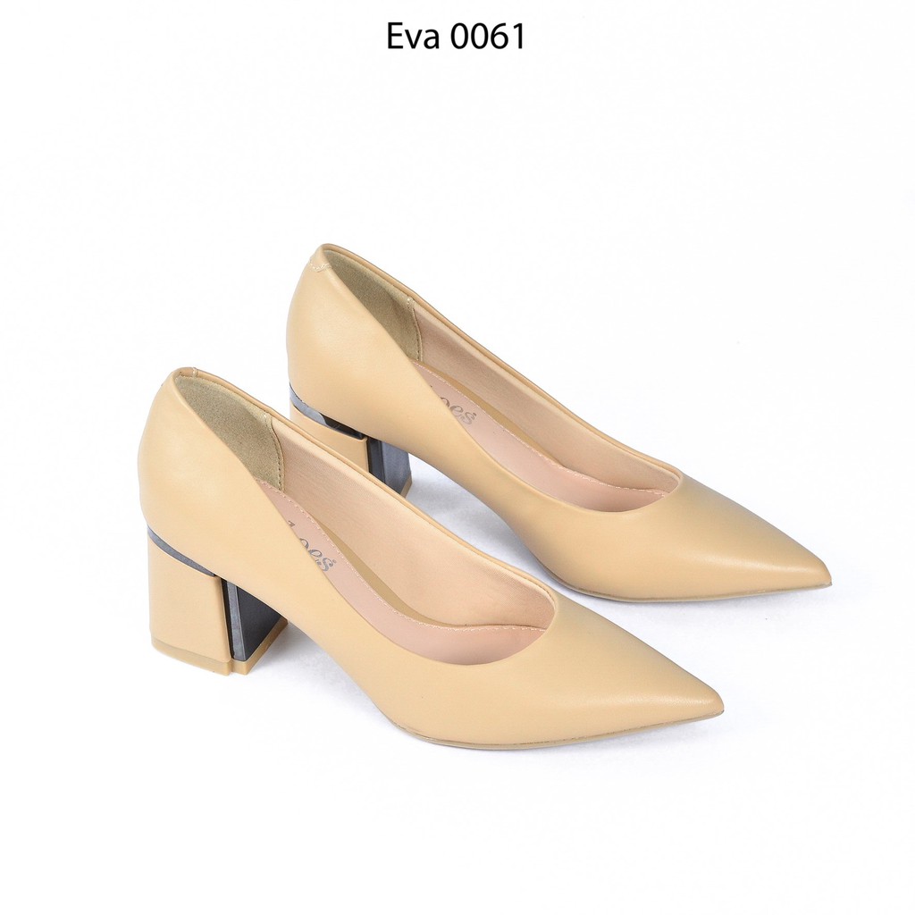 Giày Cao Gót Nữ Mũi Đế Vuông Da Cao Cấp Đế 7Cm Evashoes - EVA0061