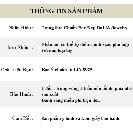 Nhẫn bạc nữ DaLiA Jewelry dạng hở hình lá xinh cao cấp