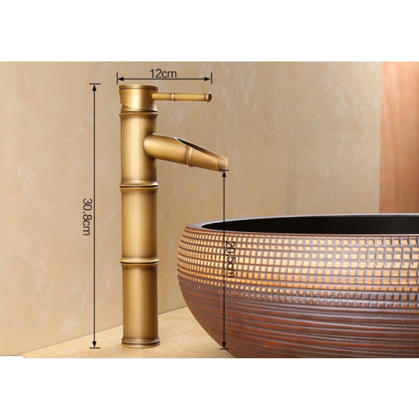 Vòi Lavabo nóng lạnh, vòi rửa mặt, vòi Lavabo bằng đồng dạng điếu trúc cao cấp NAVIER NV-715 30cm tặng kèm dây cấp