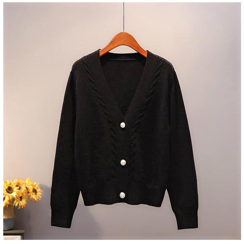 Áo khoác cardigan ngắn cổ V dáng rộng màu trơn thời trang Hàn Quốc | BigBuy360 - bigbuy360.vn