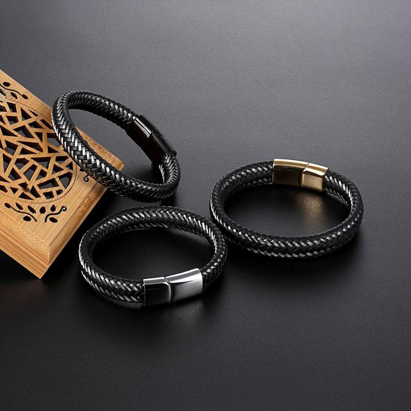 Vòng Tay Da Phối Thép Không Gỉ Khoá Nam Châm