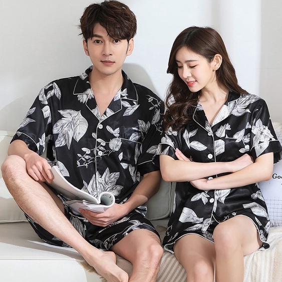 Bộ Pijama Lụa  Đồ Cặp Mùa Hè Ngắn tay Sang Trọng  IVY382 Bạch diệp