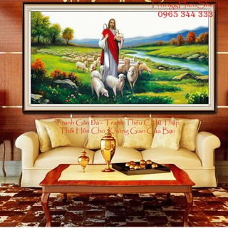 Tranh Đính Đá Công GIáo | Chúa Chăn Cừu VS097 ( 141 x 75 cm )