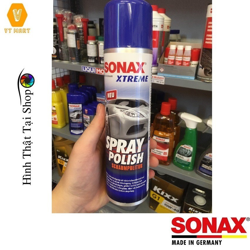 {Đánh bóng sơn xe dạng bọt }Sonax Xtreme Spray Polish 241300 -320ml Loại bỏ chất bẩn cứng đầu làm Mịn Bóng mặt sơn xe.