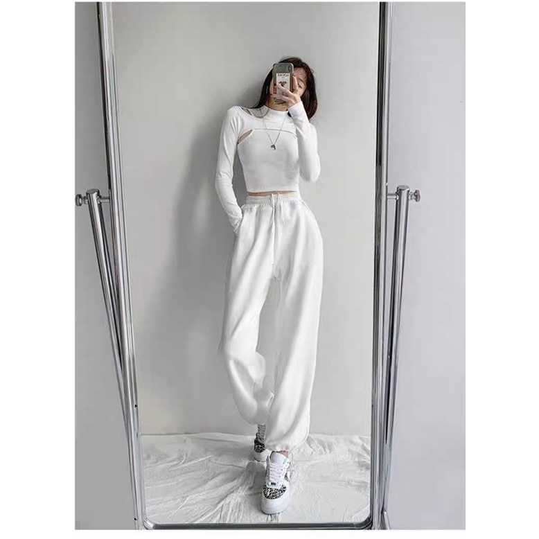 (Clip thật quay tại shop) VERA TOP, Áo tay dài croptop cutout cổ cao, thun gân cổ 3 phân