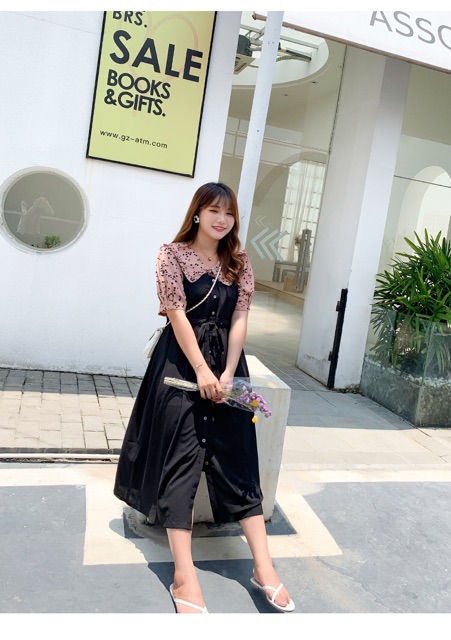 Váy yếm big size form dài cài nút trước size 65-105kg