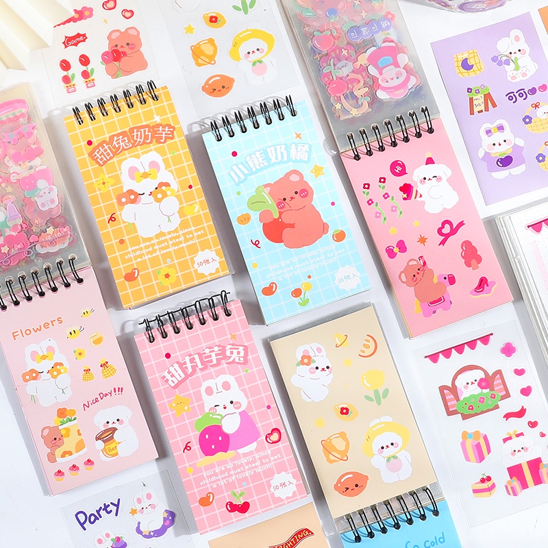 Bộ 50 Tờ Giấy Dán Trang Trí Sổ Tay Họa Tiết Hoạt Hình Sáng Tạo Dễ Thương