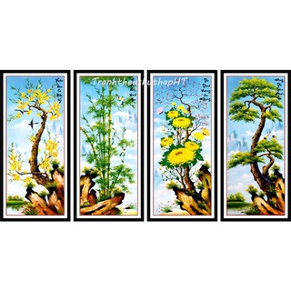 Tranh thêu chữ thập tứ quý Xuân Hạ Thu Đông 125*85cm LV3026 - tự thêu