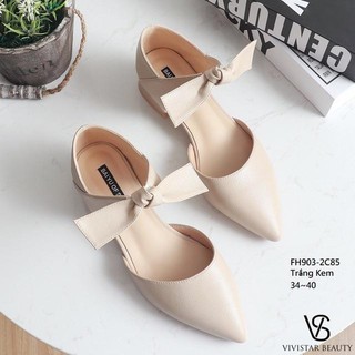 Giày sục da thắt nơ ngang