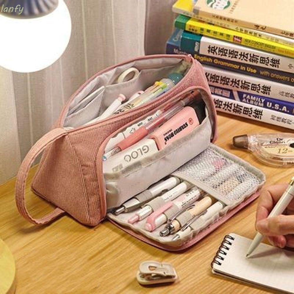 Túi đựng bút vải nhung tăm nhiều màu sắc tùy chọn xinh xắn thời trang