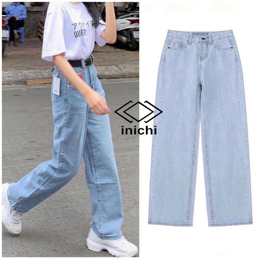 Quần Jean nữ INICHI Q855 ống rộng SIMPLE JEAN lưng ôm chất đẹp