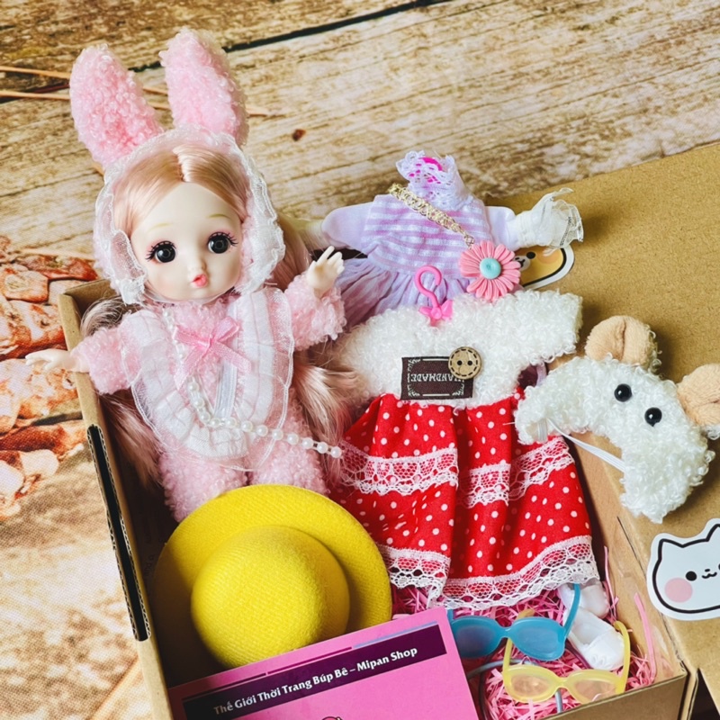 Set quà tặng dễ thương búp bê 17cm áo quần random đồ chơi cho bé gái trang trí nhà cửa