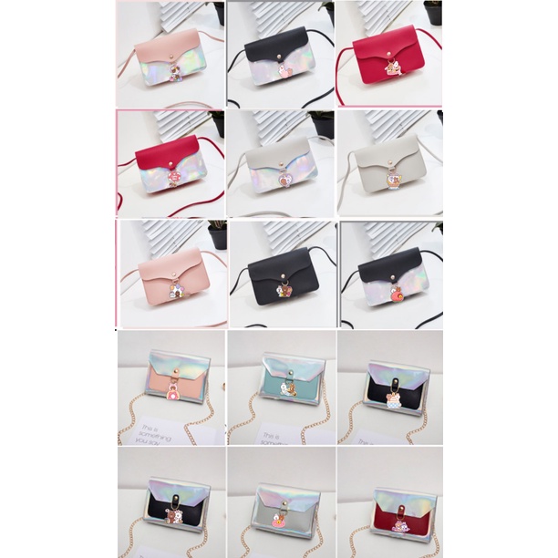 Túi đeo chéo hologram bare bear cute molang pusheen gấu brown tonton khủng long hoàng đế mèo capoo TXHI4