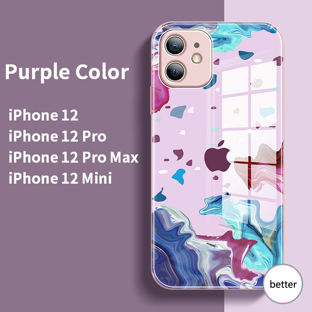 Ốp điện thoại kính cường lực họa tiết màu nước cho Iphone 12 11 Pro Max X Xs Max Xr 8 7 Plus | BigBuy360 - bigbuy360.vn