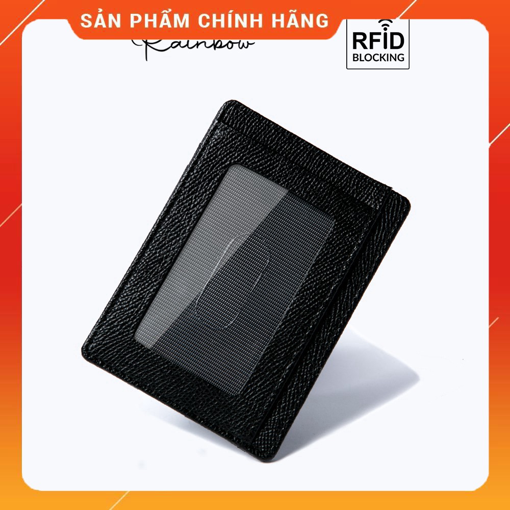 [HÀNG CHÍNH HÃNG] Ví namecard da bò thật siêu mỏng chống trộm RFID thông minh nhỏ gọn tinh tế Rainbow RBULW 001