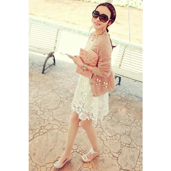 Set 2 Miếng Vá Trang Trí Váy Cưới Màu Trắng Đen