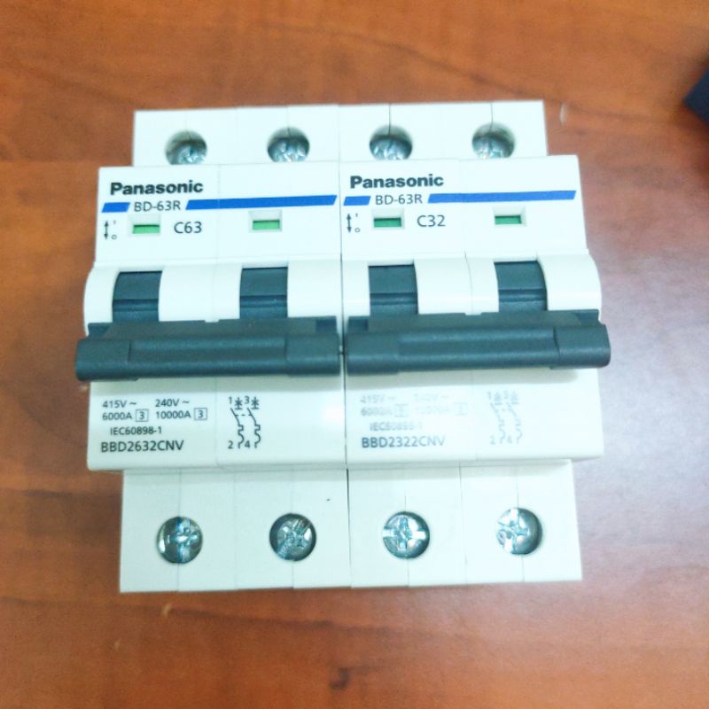 Cầu dao tự động DIN bảo vệ quá tải và ngắn mạch, MCB, CB 2 tép BBD 2P 6A -> 63A dòng cắt 6kA Panasonic BBD
