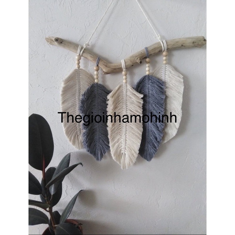 Macrame lá treo trang trí phòng khách, quán cà phê, homstay