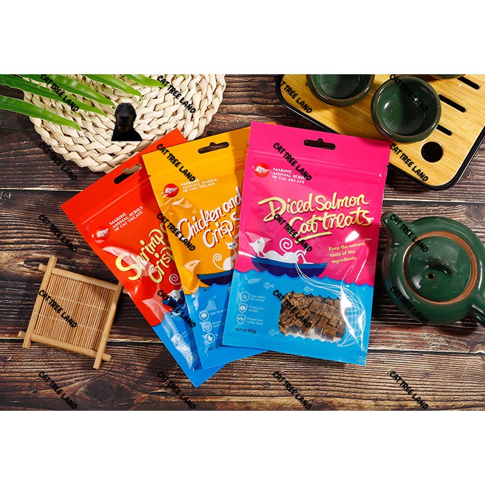 SNACK THƯỞNG CHO MÈO ORGO GÓI 60G, VỊ TÔM PHÔ MAI - BÁNH THƯỞNG CHÓ MÈO, THỨC ĂN MÈO SẤY KHÔ