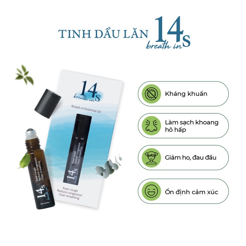 Combo mua 5 tặng 1 Tinh Dầu Lăn 14S 10 ml Breath In Nâng cao miễn dịch, ổn định cảm xúc  - Hàng chính hãng