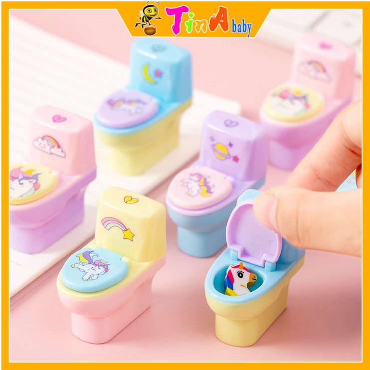 Gọt Bút Chì Hình Bồn Cầu Tặng Kèm Cục Tẩy Chuốt Các Loại Bút Chì Gỗ Và Màu E415