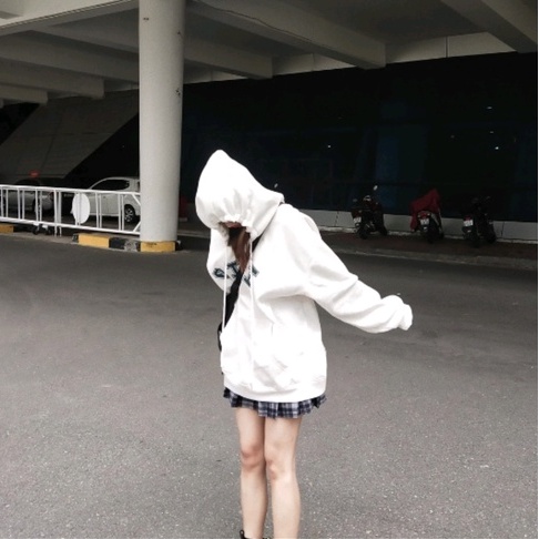 Áo khoác nỉ unisex form rộng nữ màu Trắng Áo sweater hoodie nam nữ hình OIOI DC311 GiGi Store