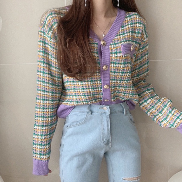 Áo Khoác Cardigan Len Nữ Dệt Kim Tay Dài Chất Dạ Tweed Mỏng Phong Cách Hàn Quốc Xiaozhainv vn 28