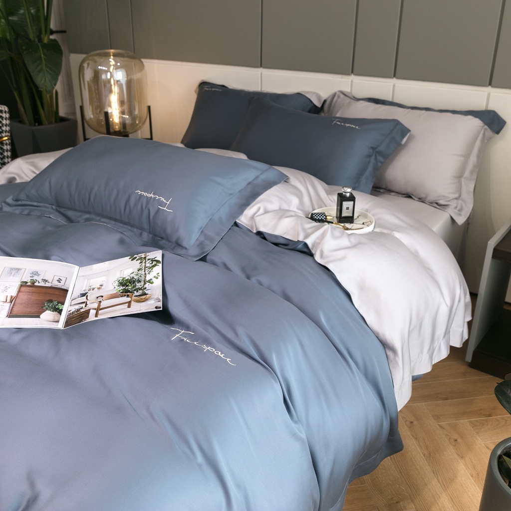 Siêu phẩm bộ chăn ga cao cấp 100%Tencel 120s Free, phối các màu độc đáo trendy 2022, chất siêu mát mịn