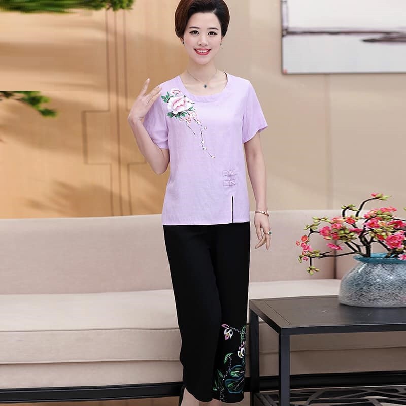 B12574 - Set áo và quần nữ trung tuổi hàng nhập