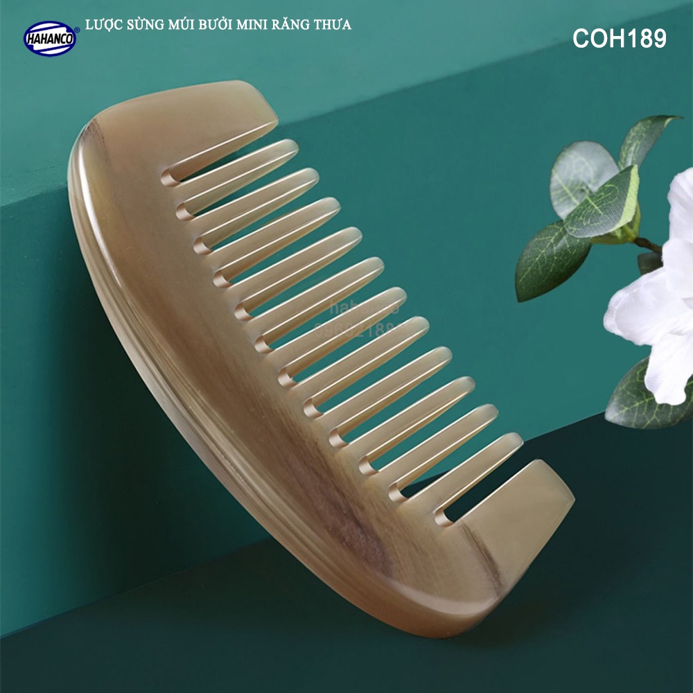 Lược Sừng Múi Bưởi Mini Răng Thưa HAHANCO  Bỏ Túi Tiện Dụng - COH189