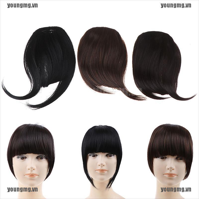 Bộ tóc giả ngắn thẳng có tóc mái và kẹp chất liệu sợi tổng hợp cho nữ